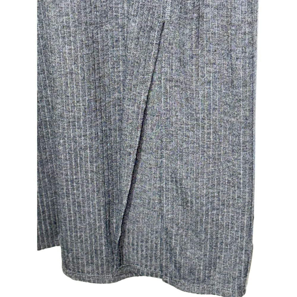 Abercrombie & Fitch Gray Grey Ribbed Knit Sleeveless Shift Midi Dress Size XL - Image 7