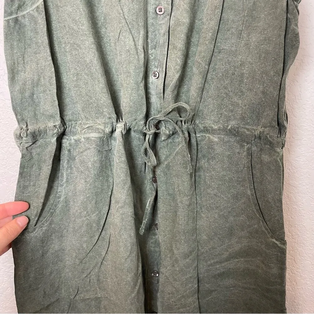 BNWT! JESSICA SIMPSON Green Sleeveless Button-Up Acid Wash Dress Size L - Image 5