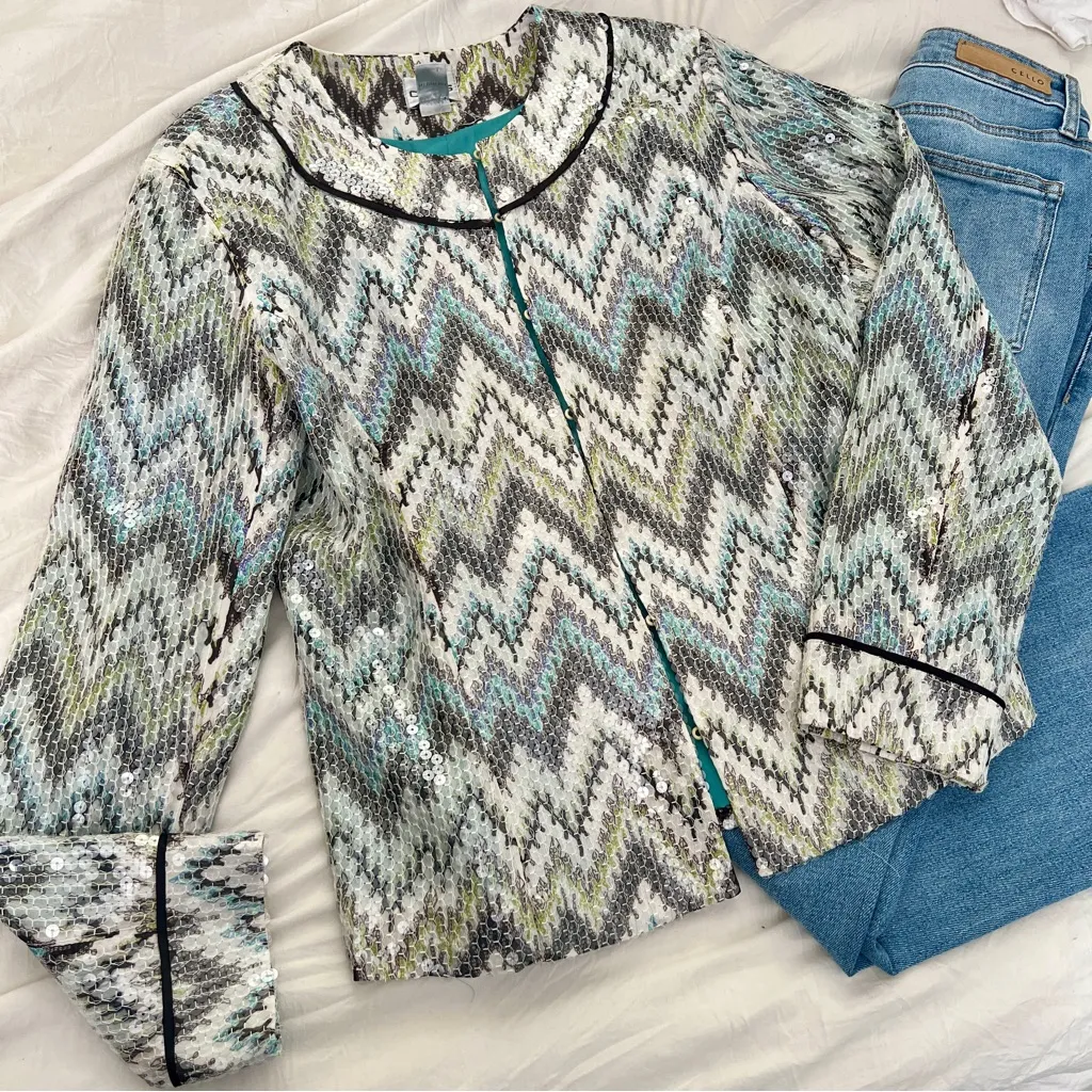 Chico's Jewel Seascape Sequin
Chevron Dressy Evening Jacket NEW - Image 5