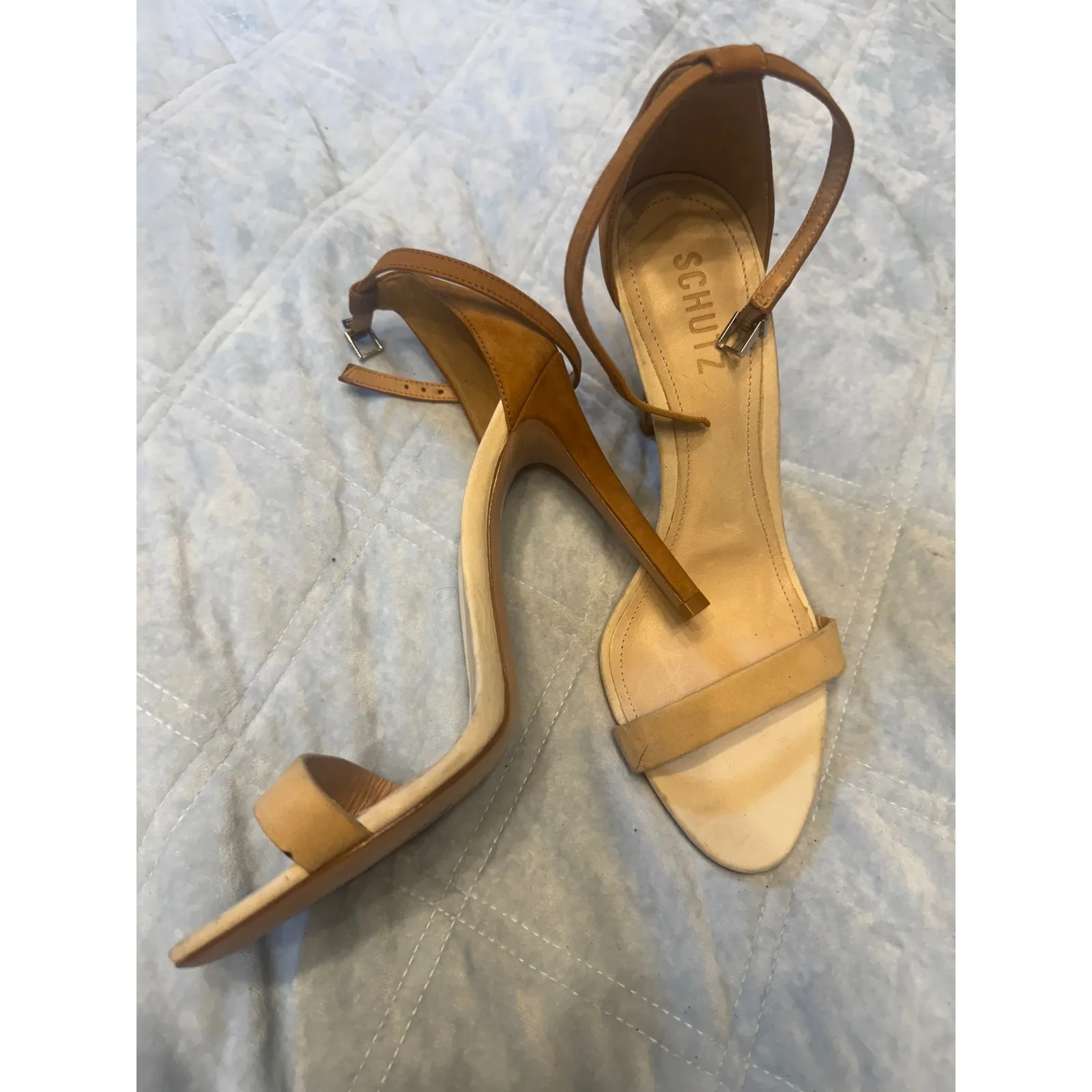 Schutz Womens Ankle Strap Heeled Sandals Heels Shoes Brown Size - Image 4