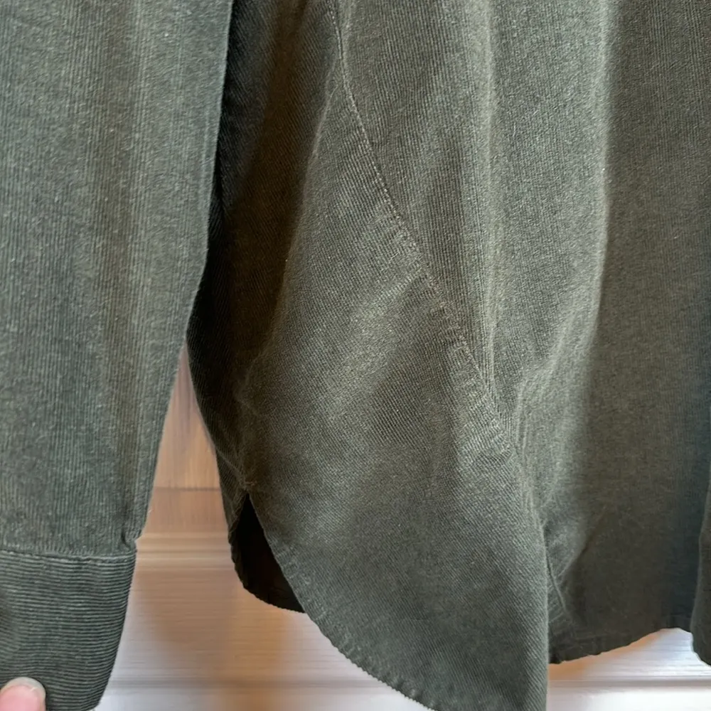 J Jill Shirt Button Down Corduroy Long Sleeve Olive Size L/P Large EUC #1347-LA - Image 4