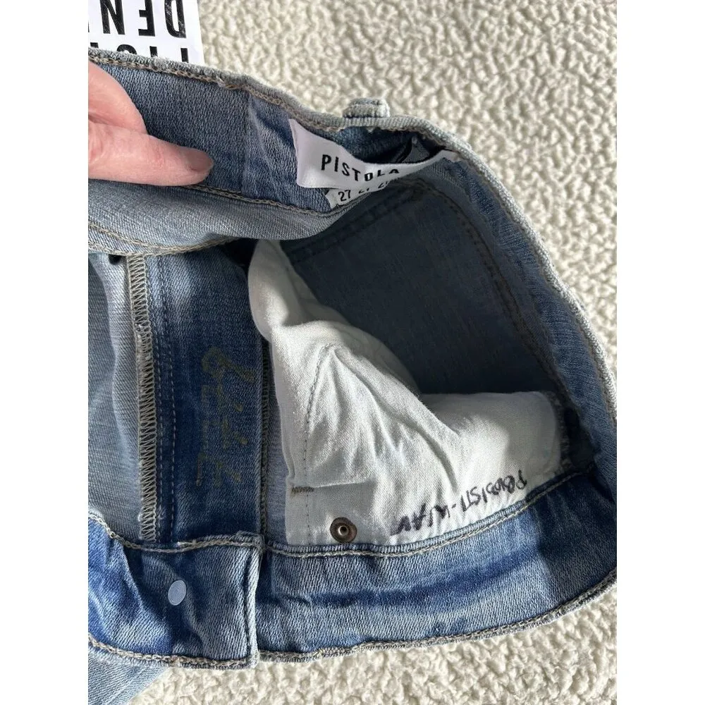 Pistola Anthropologie Aline High-Rise Skinny Crop Jeans Wave Blue Size 27 - Image 11