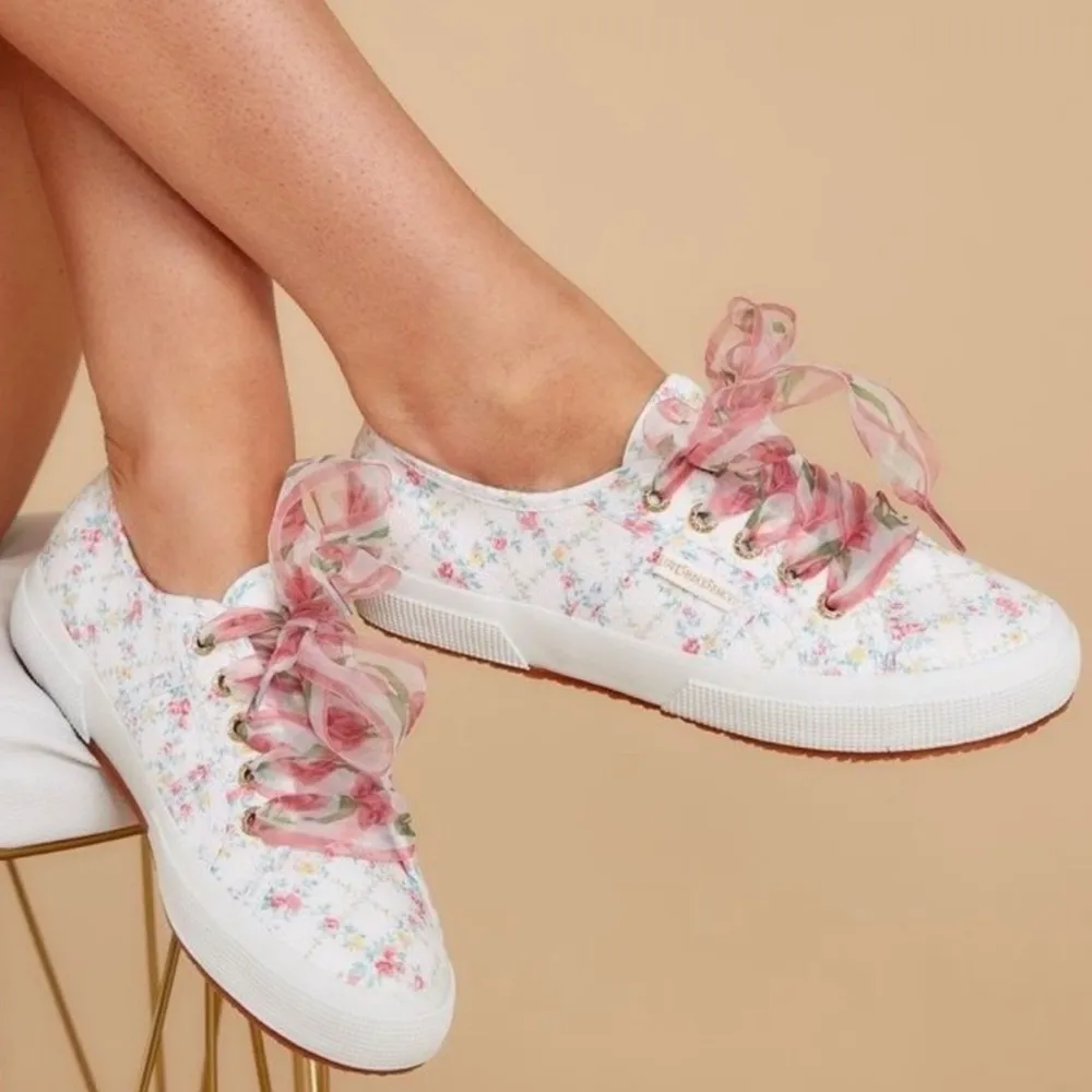 NWT Superga X LoveShackFancy Floral Sneakers 8 Ribbon Low Top Coquette Feminine - Image 2