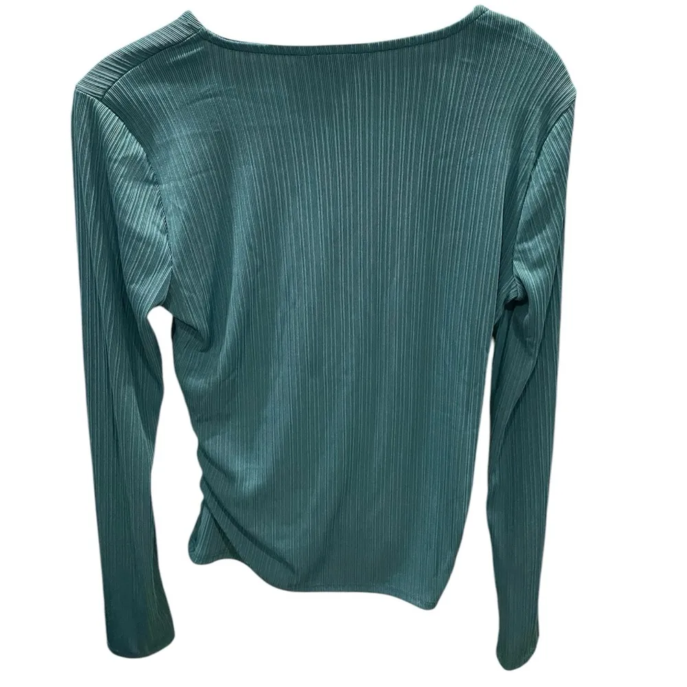 Nine West Texture Wrap Top Blue size Small Office Work Top - Image 3