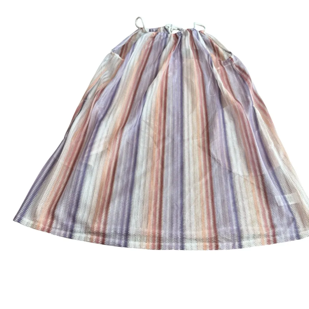 Haute Hippie M Swimsuit Cover Up Dress Crochet Mesh Purple Pink White Stripe NWT - Image 13