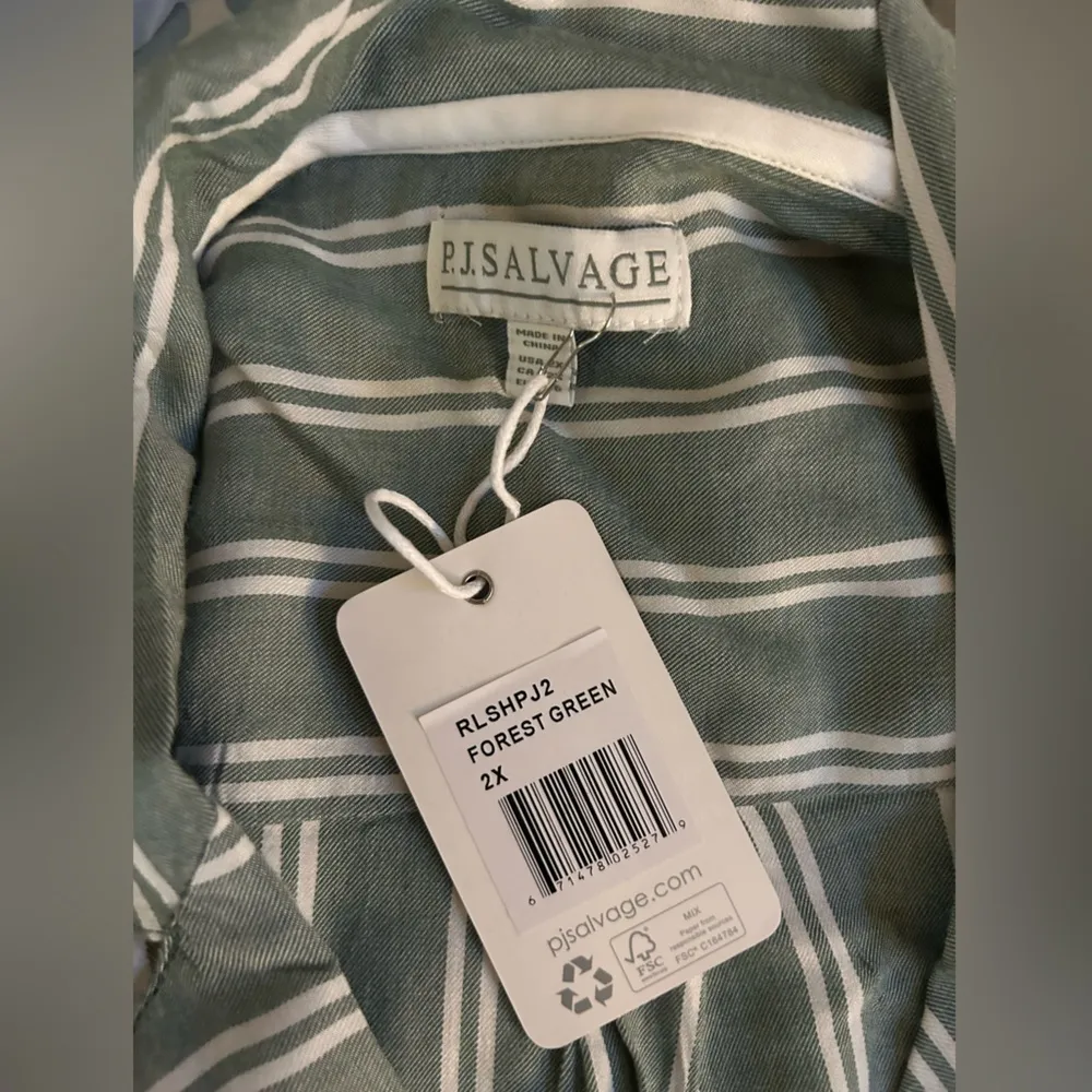 PJ Salvage Stripe Hype Pajama Set Green Size 2X - Image 9