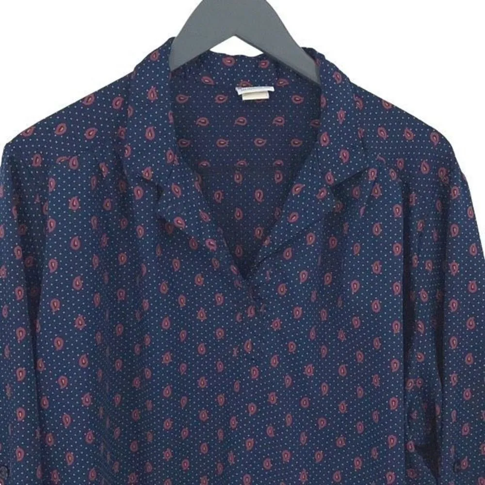 Levi Strauss & Co Women's Paisley Print Collared Shirt Blouse Navy‎ Blue Size 1X - Image 2