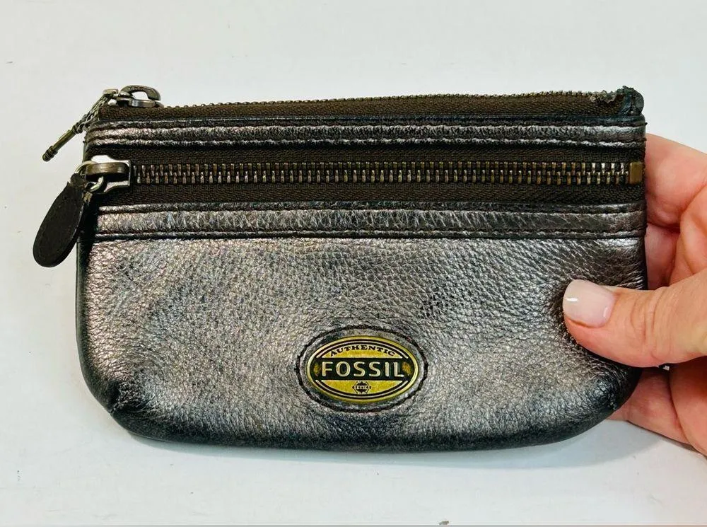 Fossil Metallic Leather Pouch 6” x 3.5” - Image 2