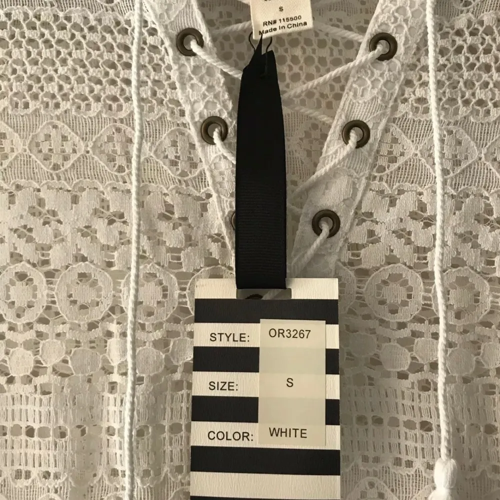 RAIN Peasant Festival Boho White Lace Cottagecore Top Blouse Womens Size S Small - Image 2