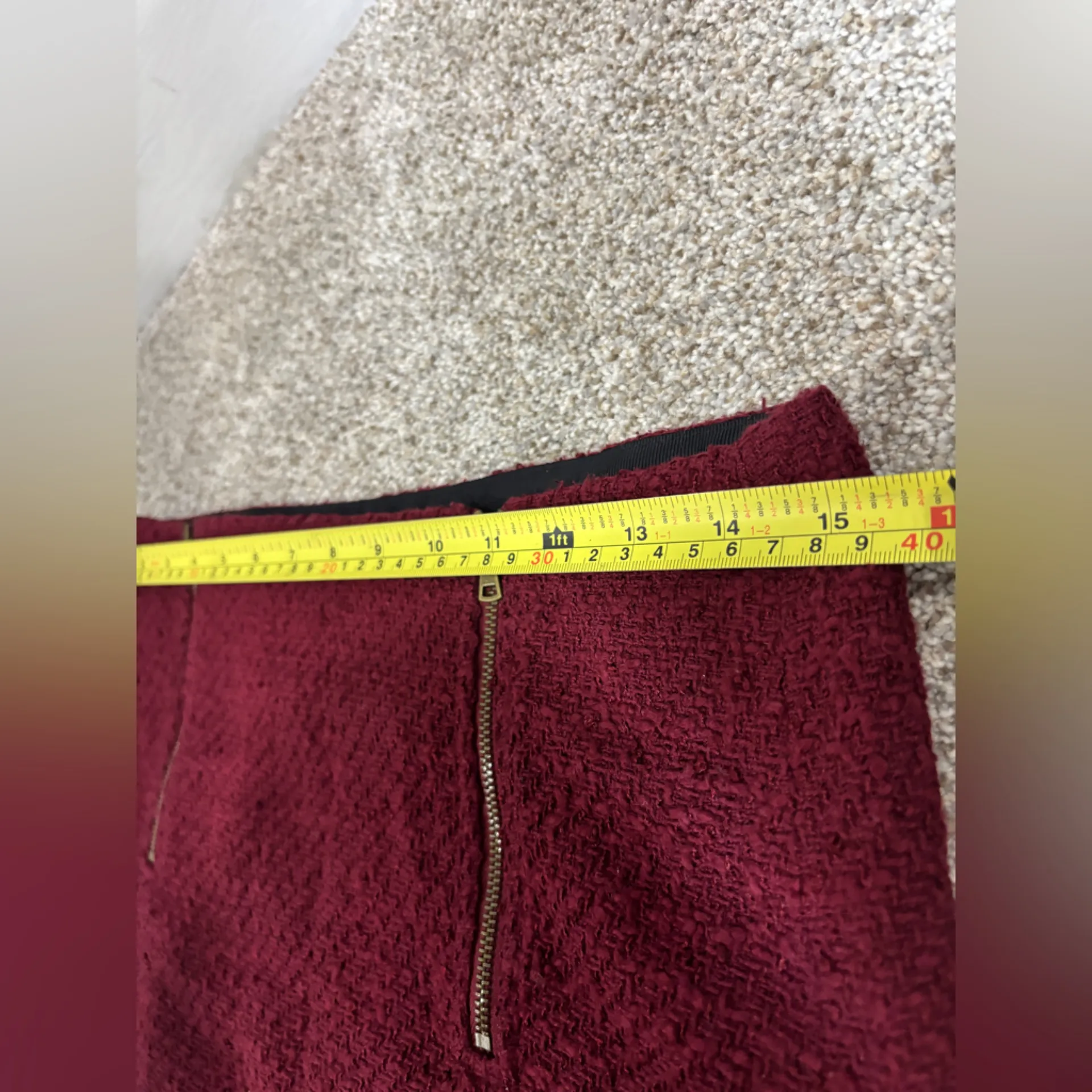 Ann Taylor LOFT Burgundy Maroon Skirt Size 2 Lined Zippers Front - Image 7