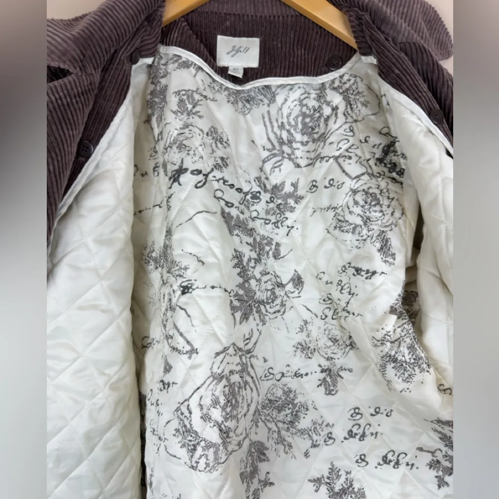 J. Jill | Women's Brown Corduroy Double Breasted Jacket Size M Tall Pea Coat - Image 6