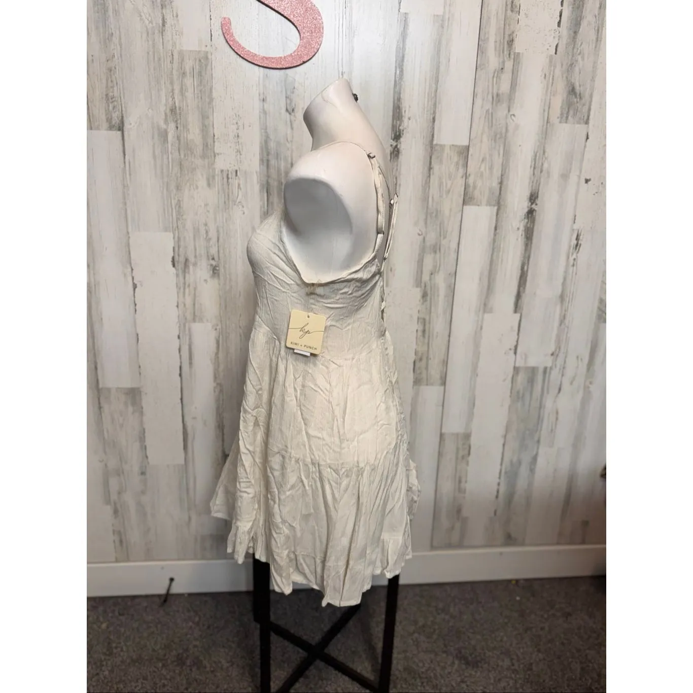 Kiwi + Punch Queen Cream Sundress XS – Smocked Bust, Adjustable Straps, Flowy Ra White - Image 3