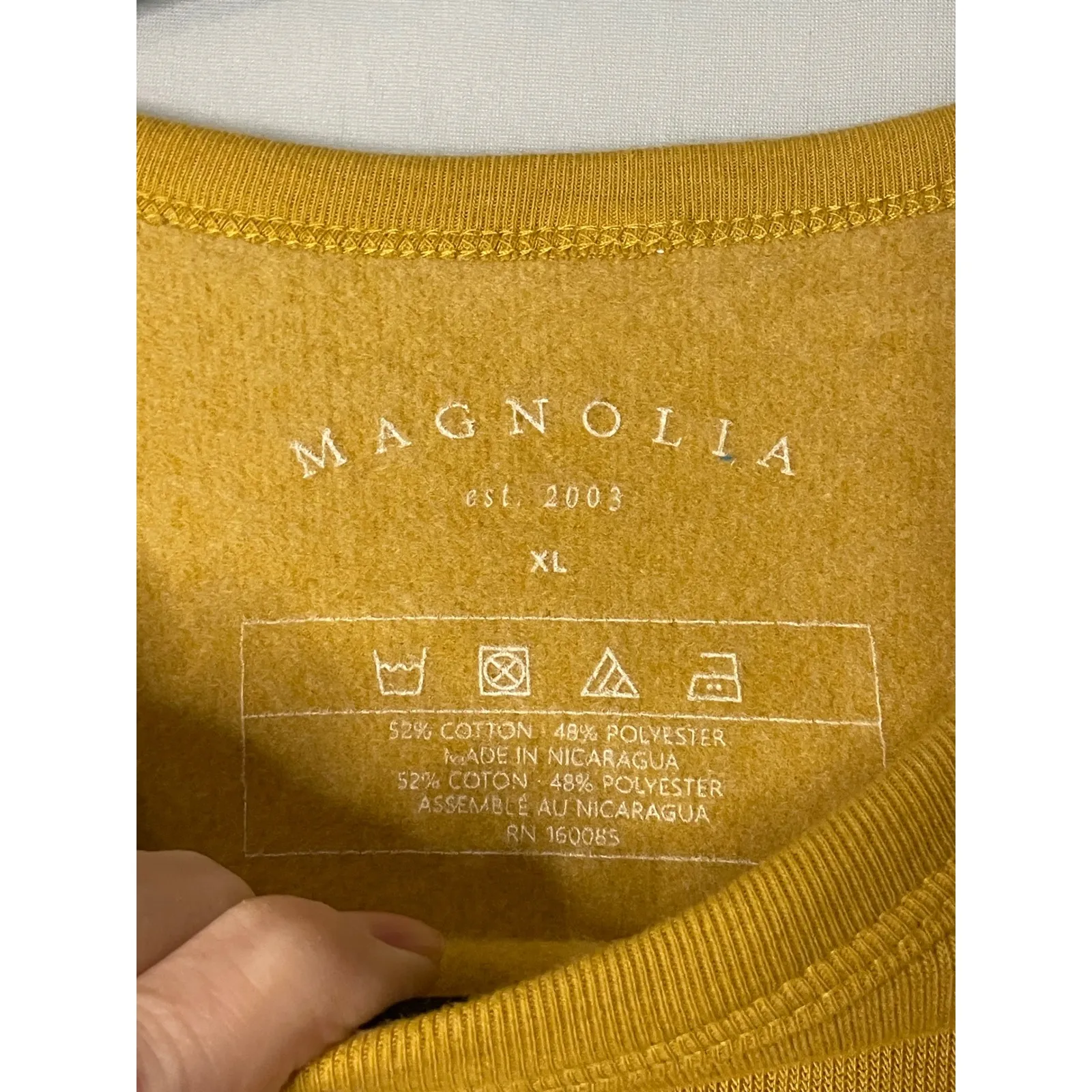 Magnolia Silos Sweatshirt Mustard Yellow Crew Neck Cropped Pullover XL - Image 4