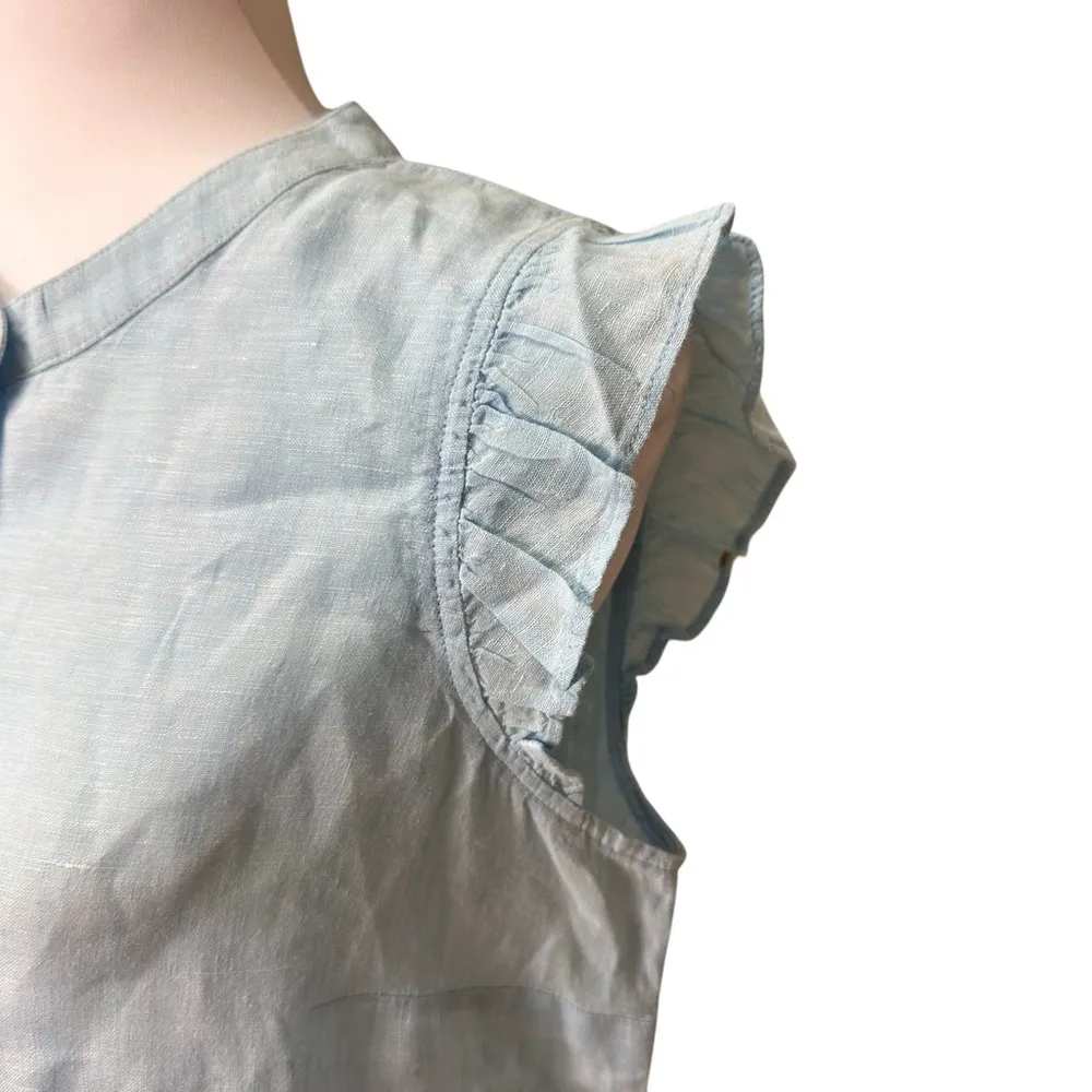 Lilly Pulitzer Briette Button Down Celestial Blue Top 100% Linen Medium FLAWED - Image 3