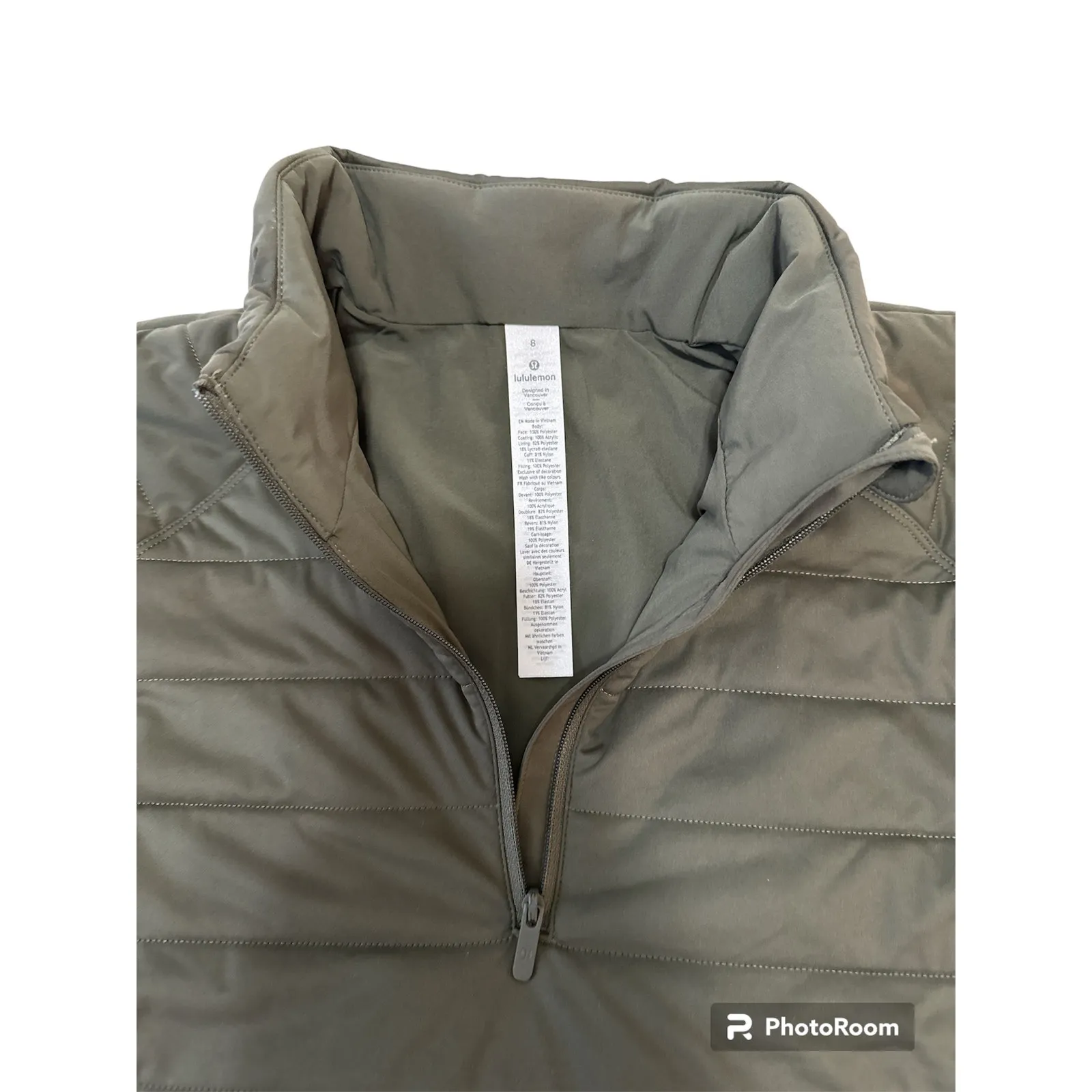*NWT, Lululemon, Women, Dynamic Movement Half Zip Jacket, Army Green, Sz 8 - Image 6
