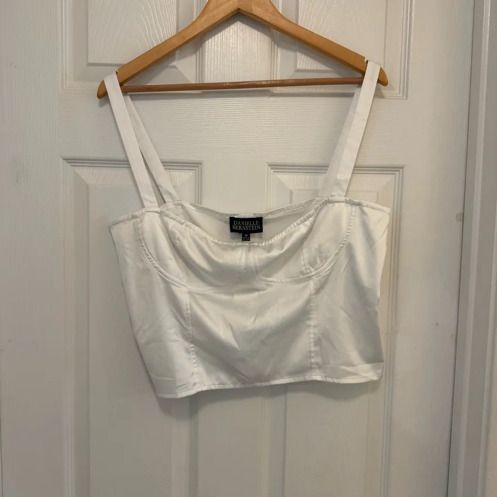 NWT Danielle Bernstein White Satin Bustier Top - Image 2