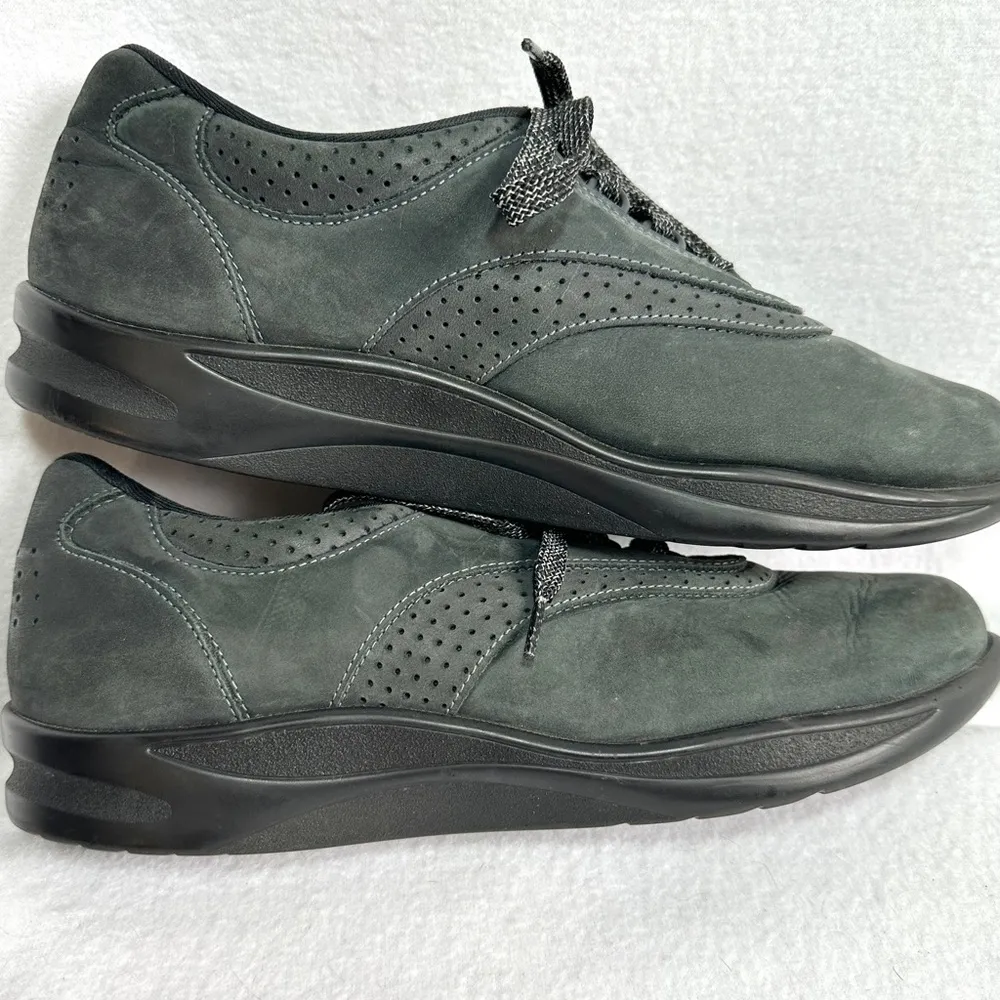 SAS Walk Easy Comfort Shoes 10 Nero Walking Sneakers Dark Gray Nubuck Lace Up - Image 8