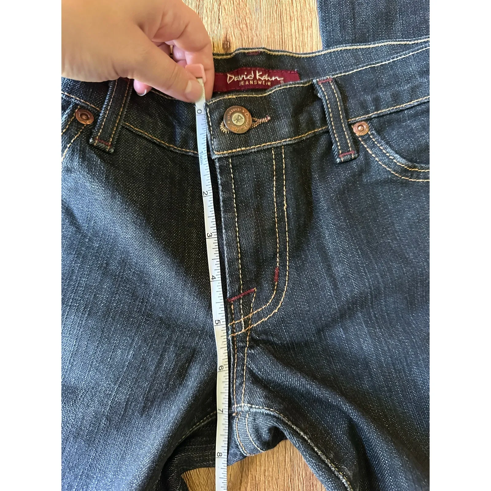 David Khan Vintage Dark Wash Low Rise Flare Jeans Size 25 Black - Image 5