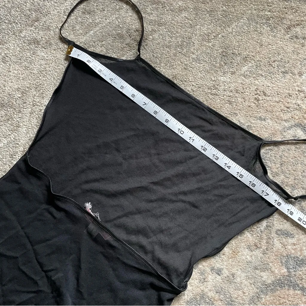 Victoria’s Secret Dramatic Open Back Sheer Black Mesh Mini Slip Dress Medium - Image 3