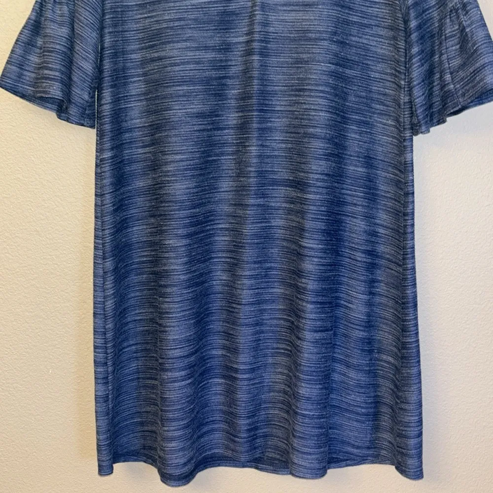 Shift Dress Size MEDIUM Denim Blue Heather Short Ruffle Sleeve - Image 4