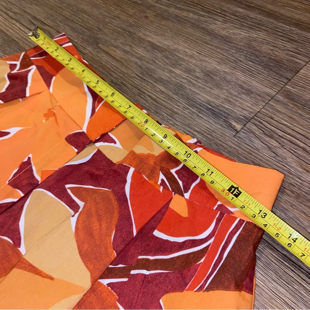 Zara Tropical Orange and Red Floral High Waist Shorts - Image 6