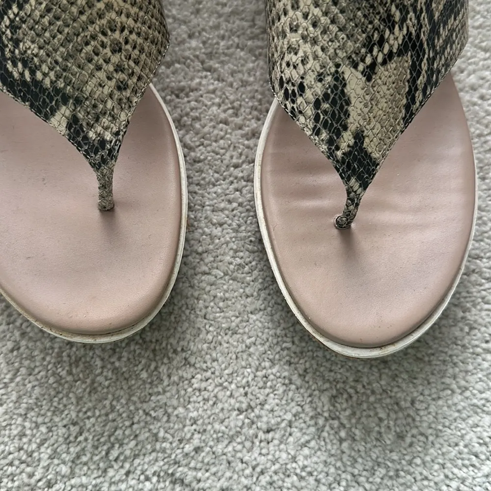 Cole Haan Cream and Tan Sandals with Snakeskin Pattern size 9 - Image 3