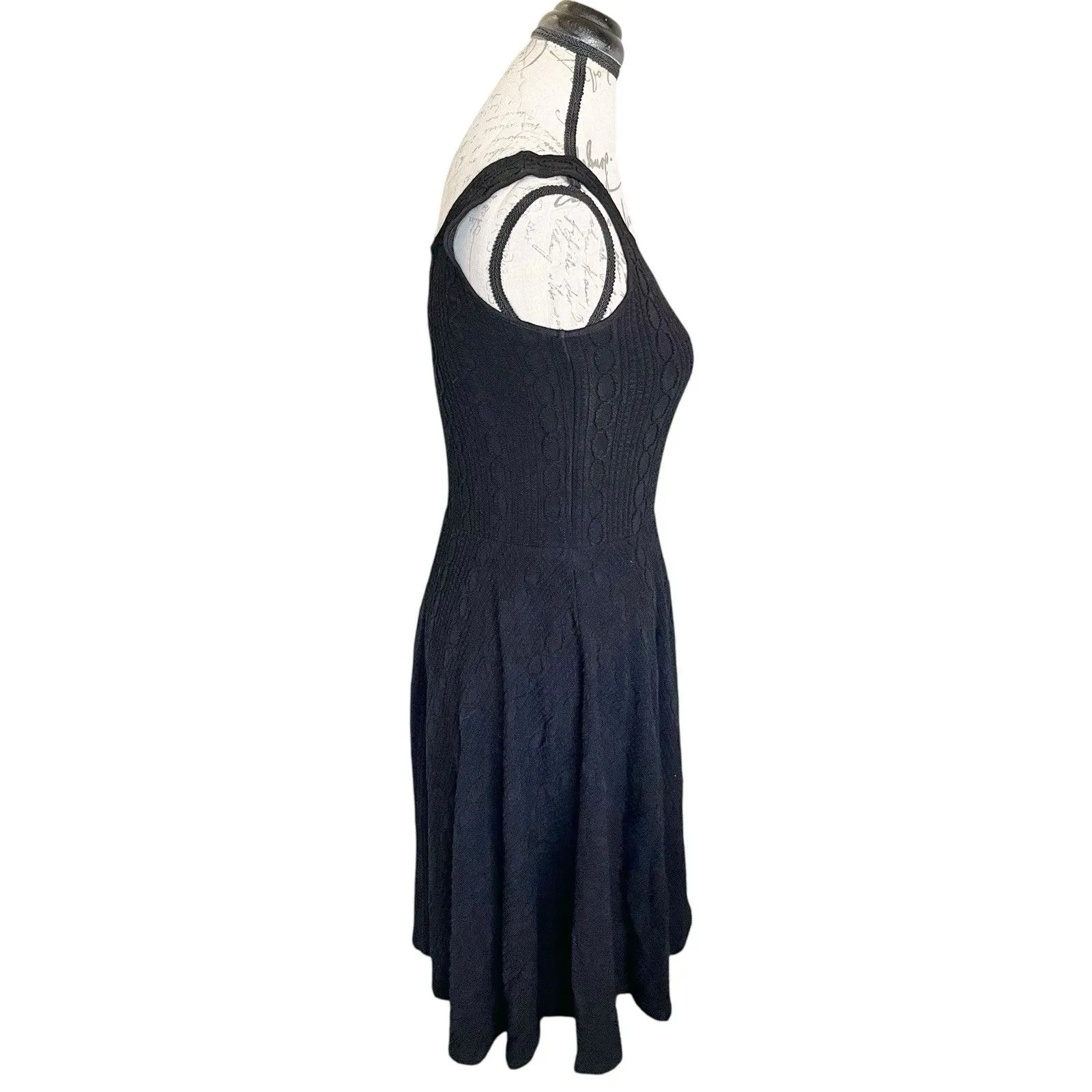 W. by Wantable Womens Dress Sz Medium Black Fit & Flared Textured Boho Bohemian - Image 3