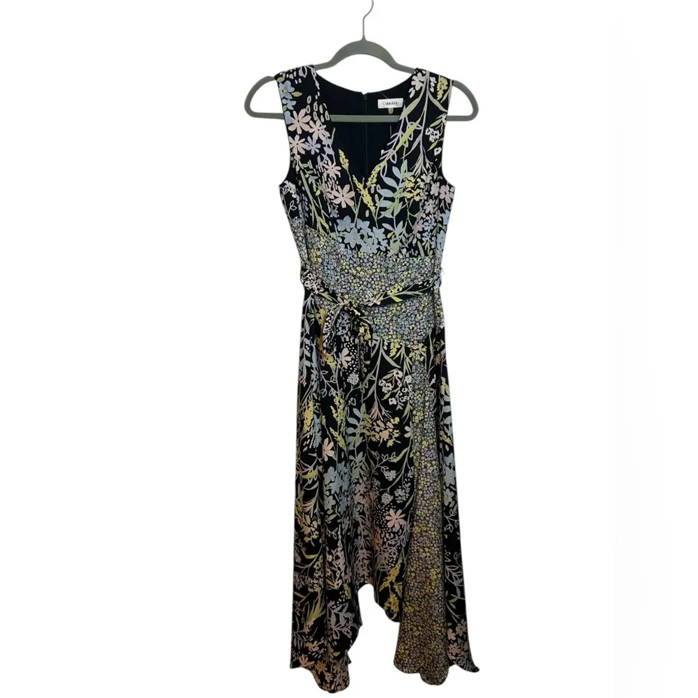 Nwt Calvin Klein Floral Handkerchief Midi Dress - Image 3