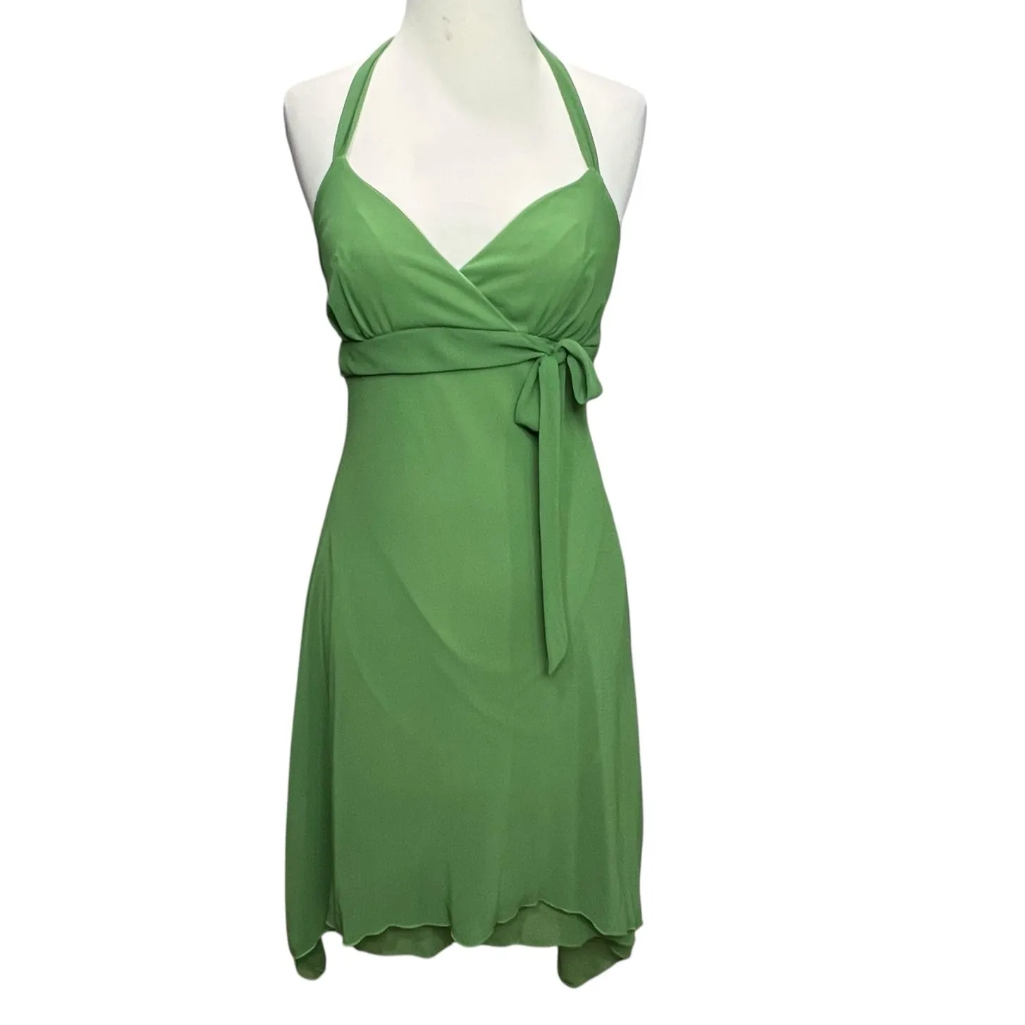 Trixxi Y2K Halter Dress Size XS Green Asymmetrical Hem Forest Fairy Whimsical - Image 2