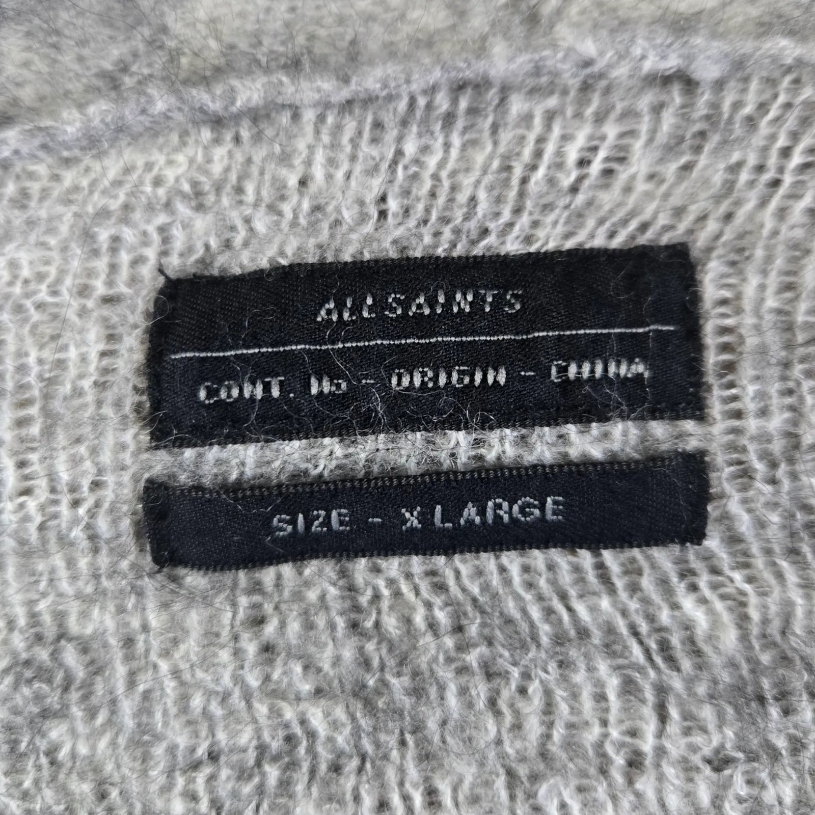 AllSaints Light Grey Open Front Wool Alpaca Cropped Cardigan Sweater Size XL - Image 5