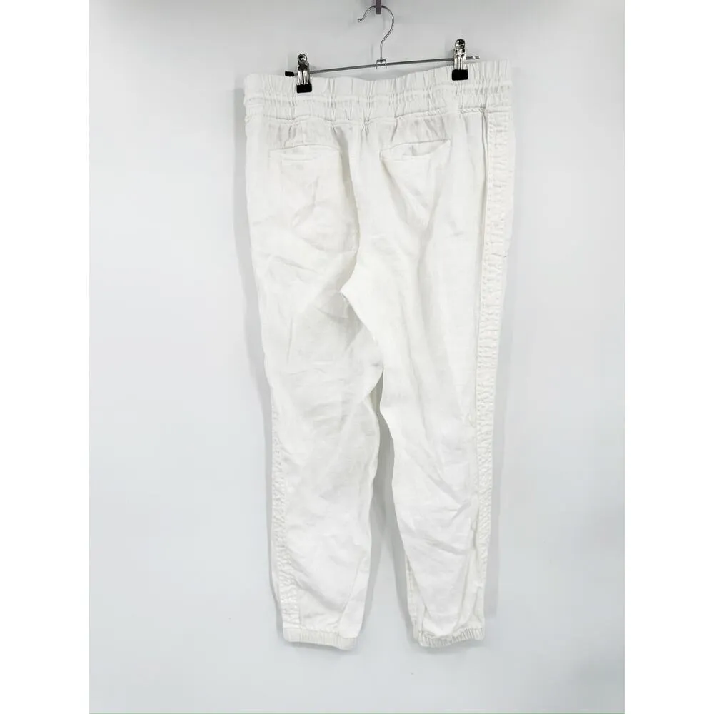 Athleta Cabo White Linen High Waist Zip Pocket Jogger Pants Size 8 530642 - Image 4