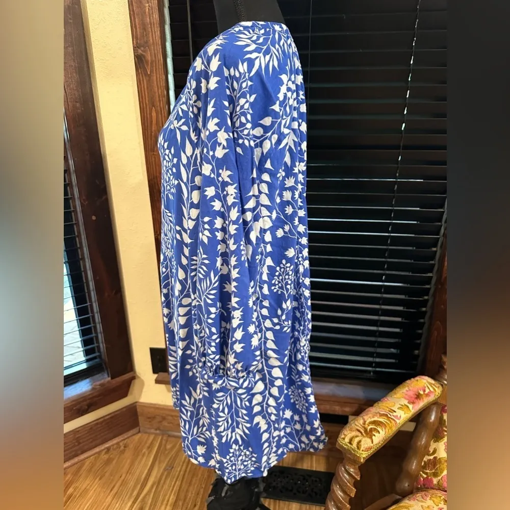 EUC Blue and white floral  midi dress Spring versatile dress SZ S - Image 6