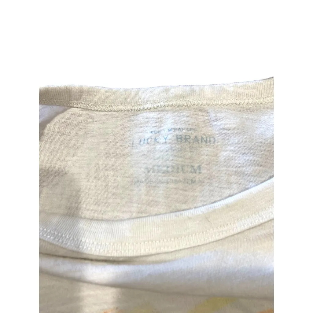 Lucky Brand New York Vintage Graphic Tee Shirt Cream Size M Retro Casual Fall - Image 3