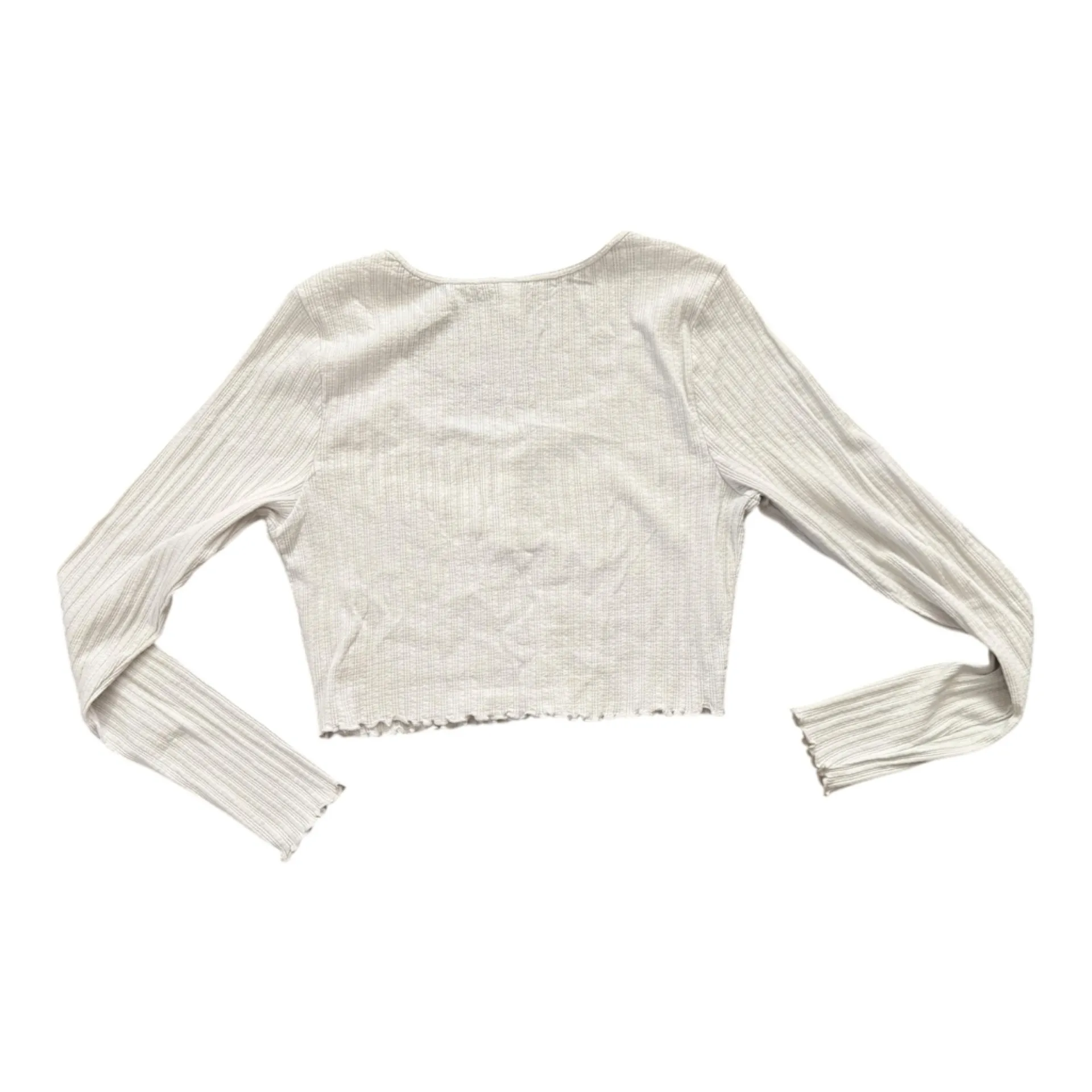 BP Womens Gray Cropped Long Sleeved Henley Tee - Image 3