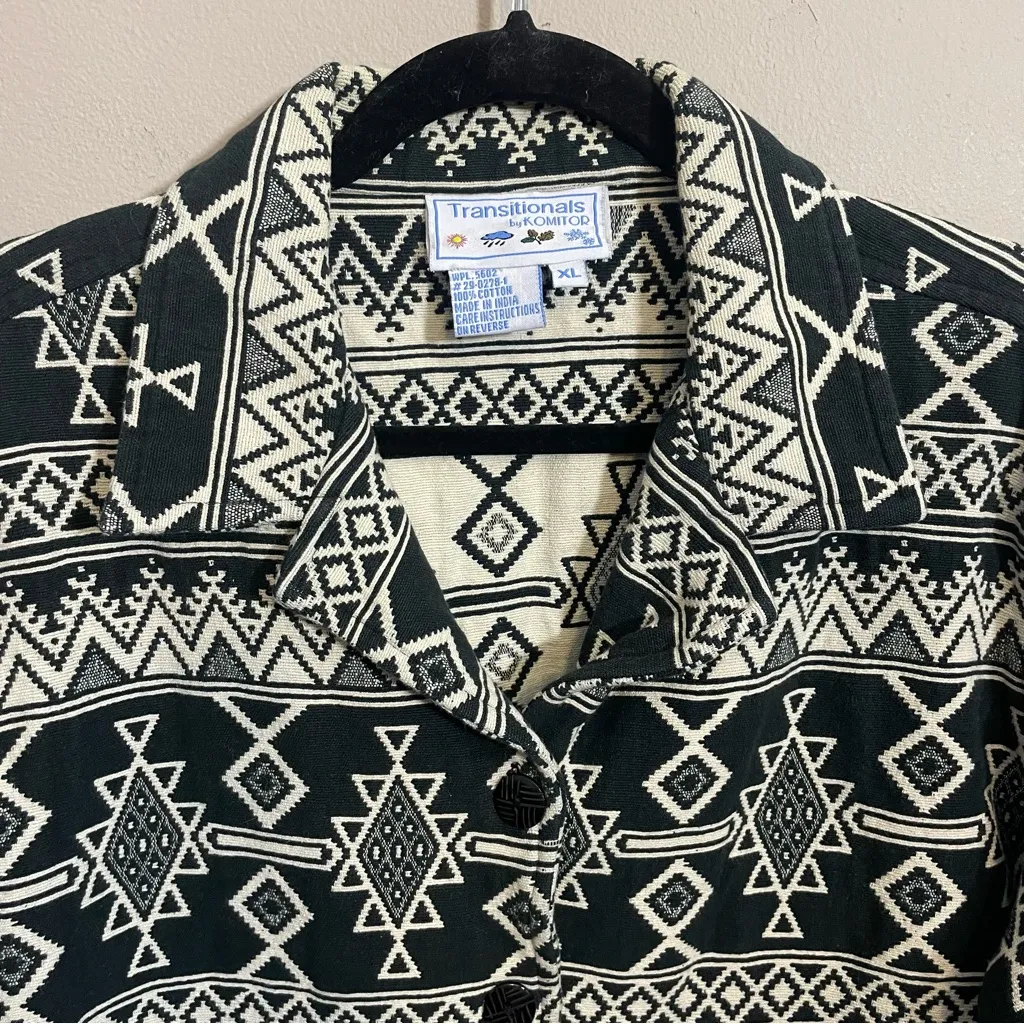 Transitionals by Komitor Tribal Blanket Jacket Aztec Western Black Size XL - Image 2