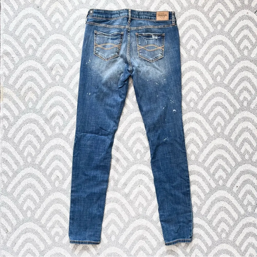 ABERCROMBIE & FITCH Women’s Super Skinny Fit Bedazzled Blue Denim Jeans 8 NWT - Image 5