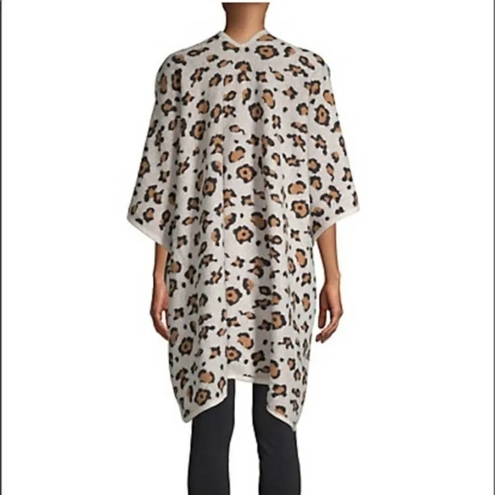 Marcus Adler Oversized Leopard Cheetah Cardigan Poncho Cream Brown One Size Size undefined - Image 12