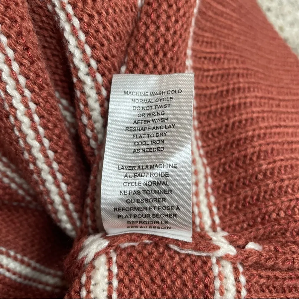 Saddle Stripe Long Sleeve Knit Sweater Mauve Pink White Small - Image 7