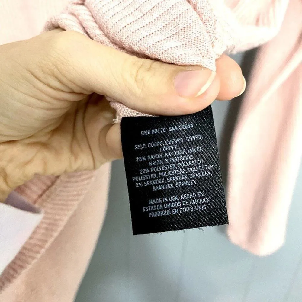 Anthropologie Maeve Baby Pink Ribbed Soft Plush Cowlneck Wide Sleeve Boho Top XS - Image 4