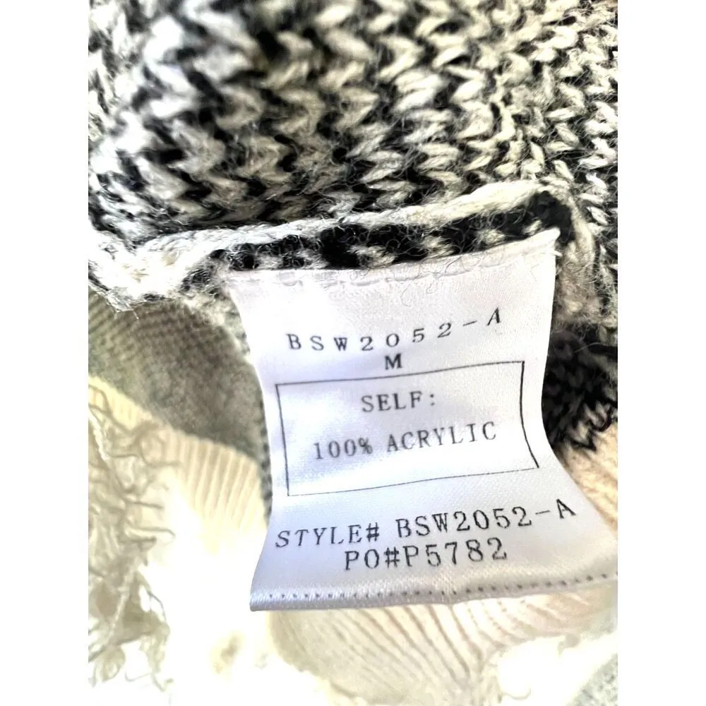 Baevely county leopard womens top sweater boho cream black cowgirls size M Size M - Image 4