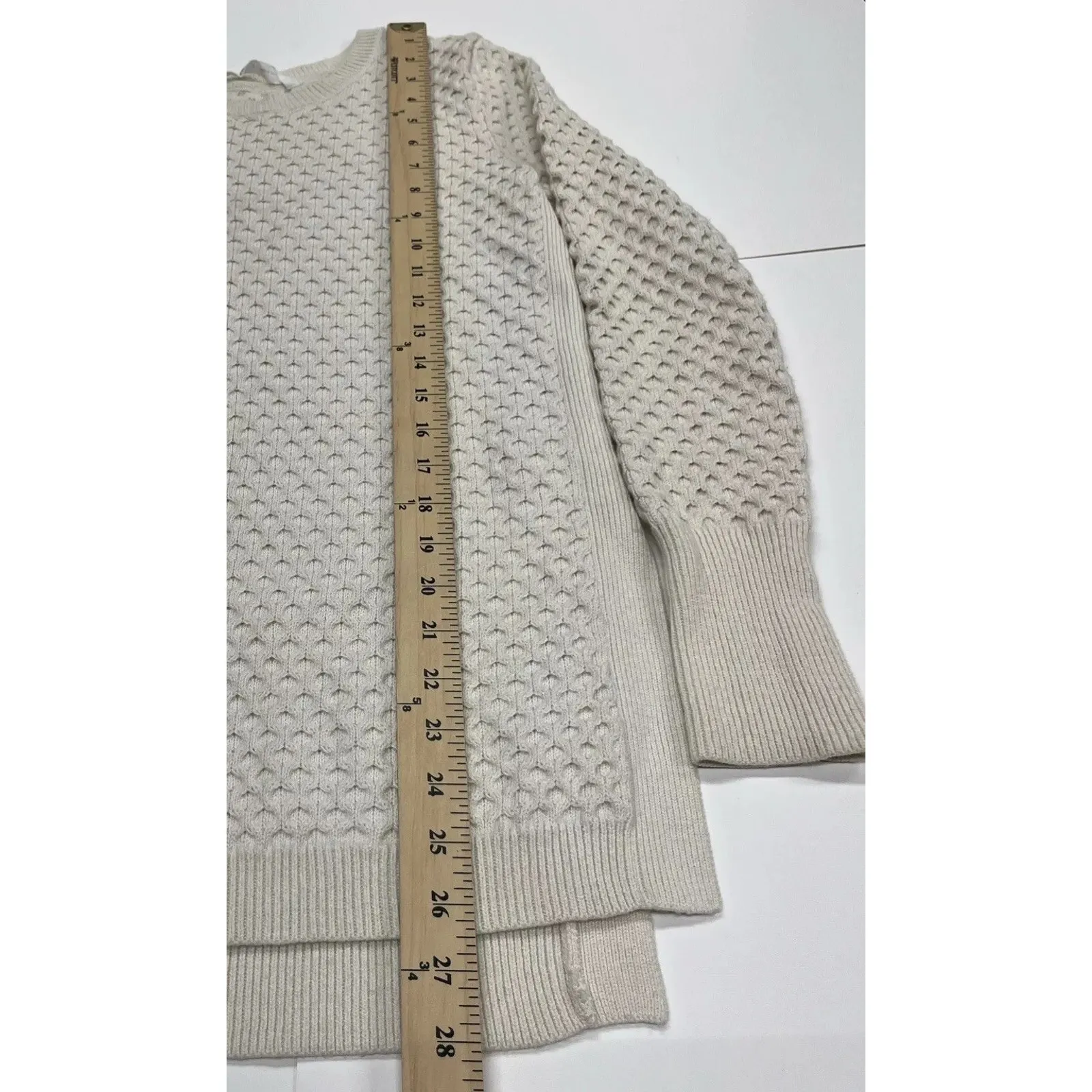 Athleta Honeycomb Knit Chunky Extra Fine Merino Wool Blend Sweater Women Small - Image 10