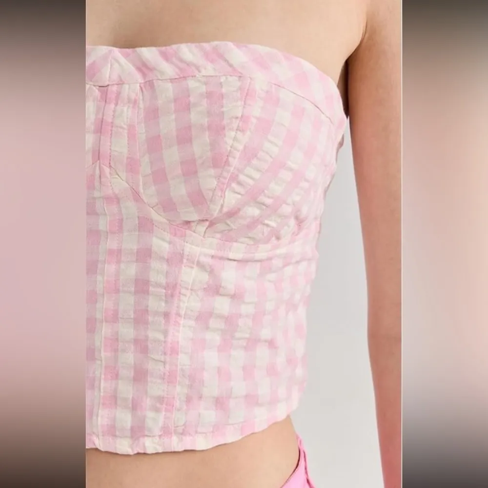 Free People Women's Leilani Gingham Tube Top. Size XL - Image 3