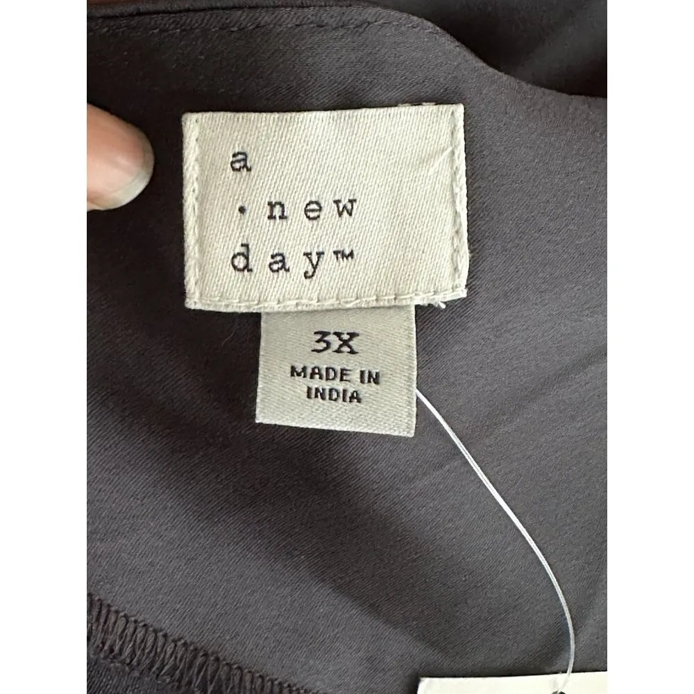 Women’s A NEW DAY Black Slip Dress 3XL, Silky Satin  V-Neck Adjustable Strap - Image 3