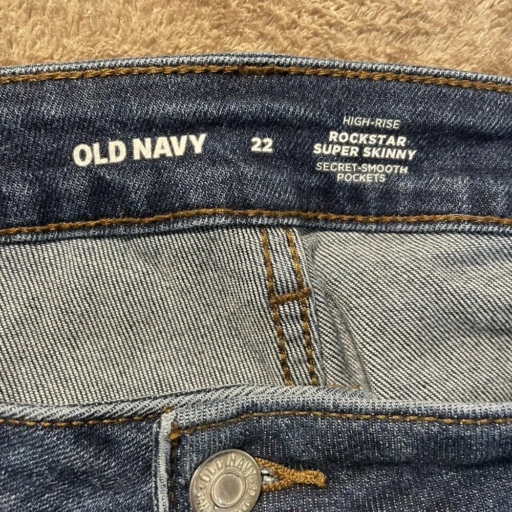 Old Navy Jeans Women 22 Plus High Rise Rockstar Super Skinny Medium Wash Pants - Image 2