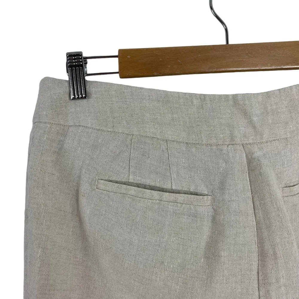 Talbots Heritage Linen Straight Leg High Waist Beige Trousers Pants SZ 6 Neutral - Image 8