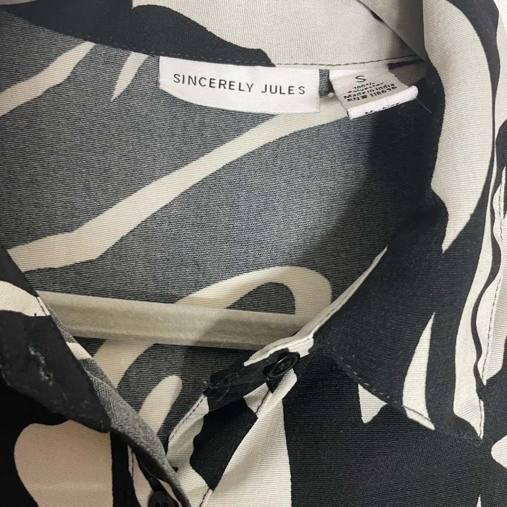 Sincerely Jules Monochrome Patterned Tie Dress Black - Image 5