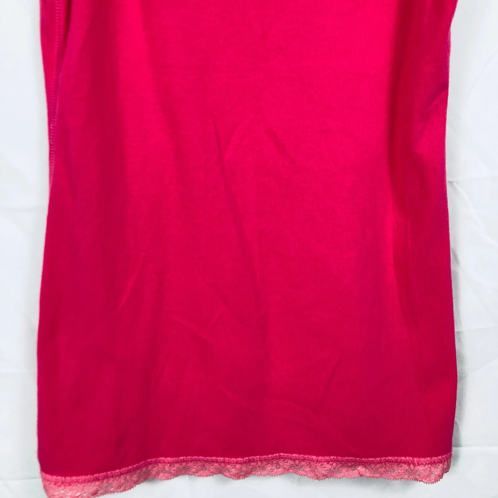 Old Navy Y2K Womens L Pink Lace Trim Ribbed Fitted Tank Top Preppy Layering - Image 5
