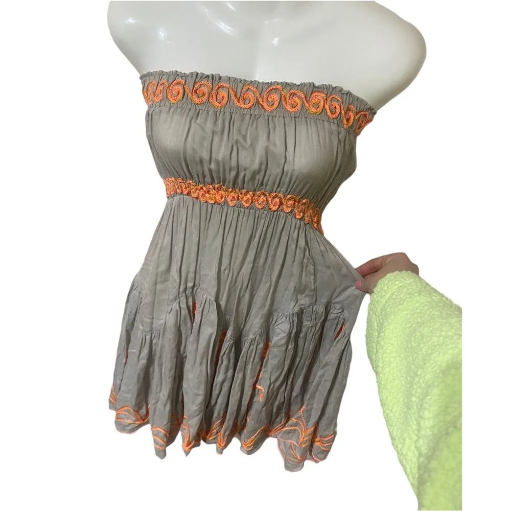 Poupette St Barth Embroidered Bandeau Mini Dress size 1 - Image 4