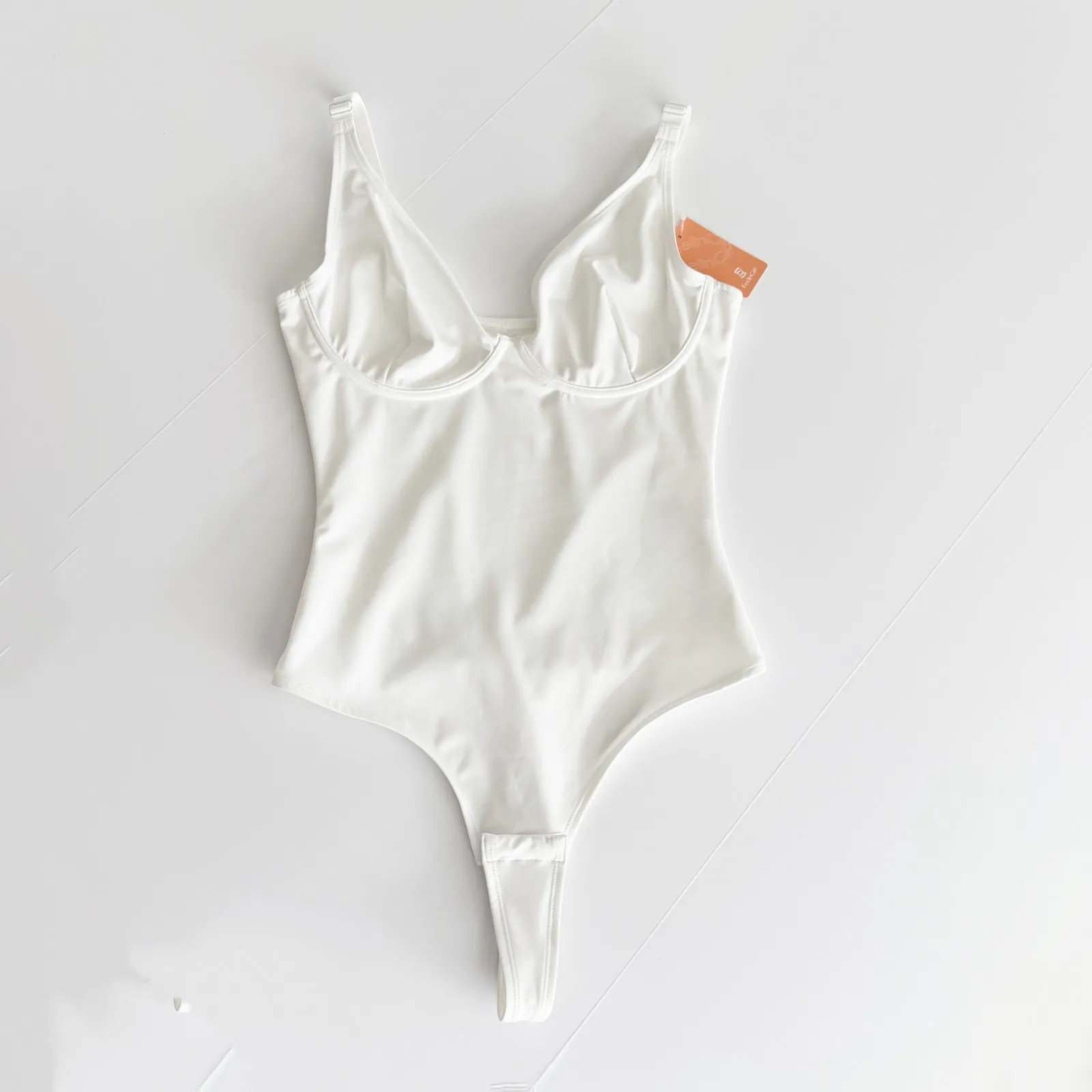 [Feelingirl] White Adjustable Strap Tummy Control Slimming Bodysuit NWT Sz Small - Image 2