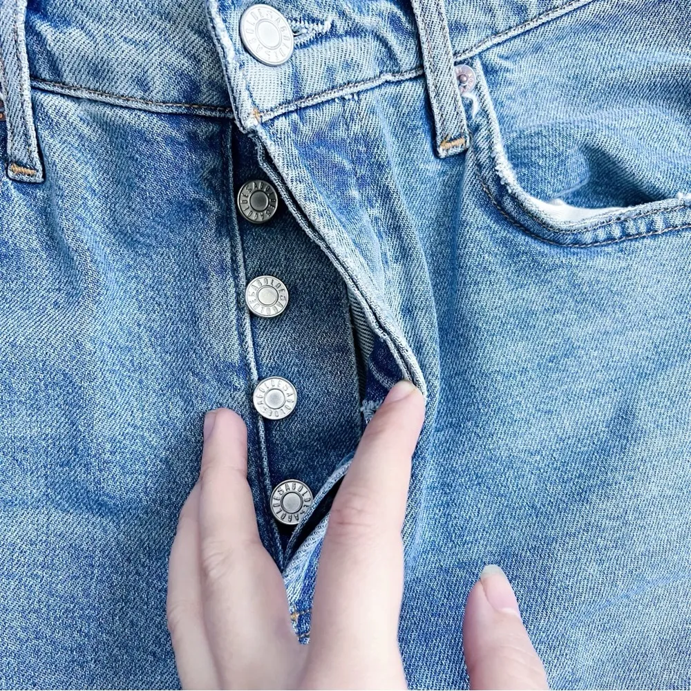 AGOLDE • Riley High Rise Straight Jean in Whiplash ankle distressed button fly - Image 7